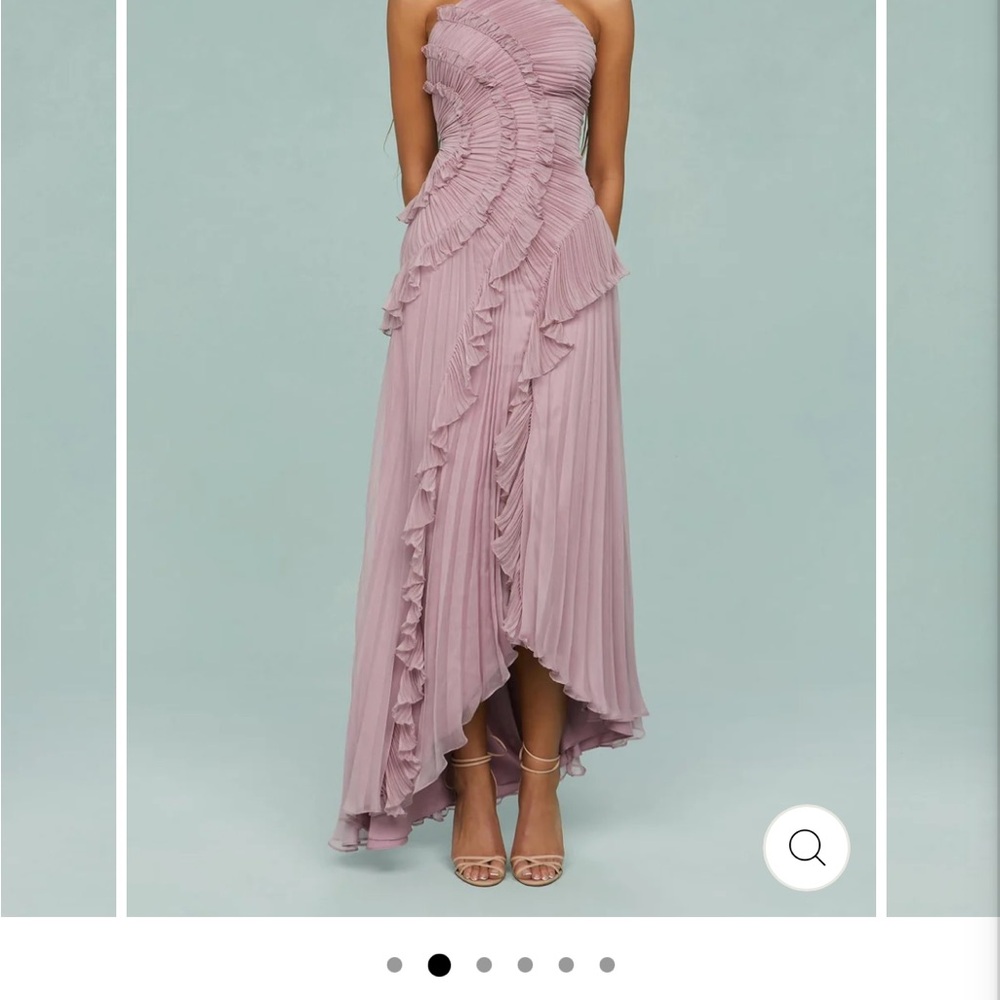 Pink Ruffled One Shoulder High-Low Gown for Prom